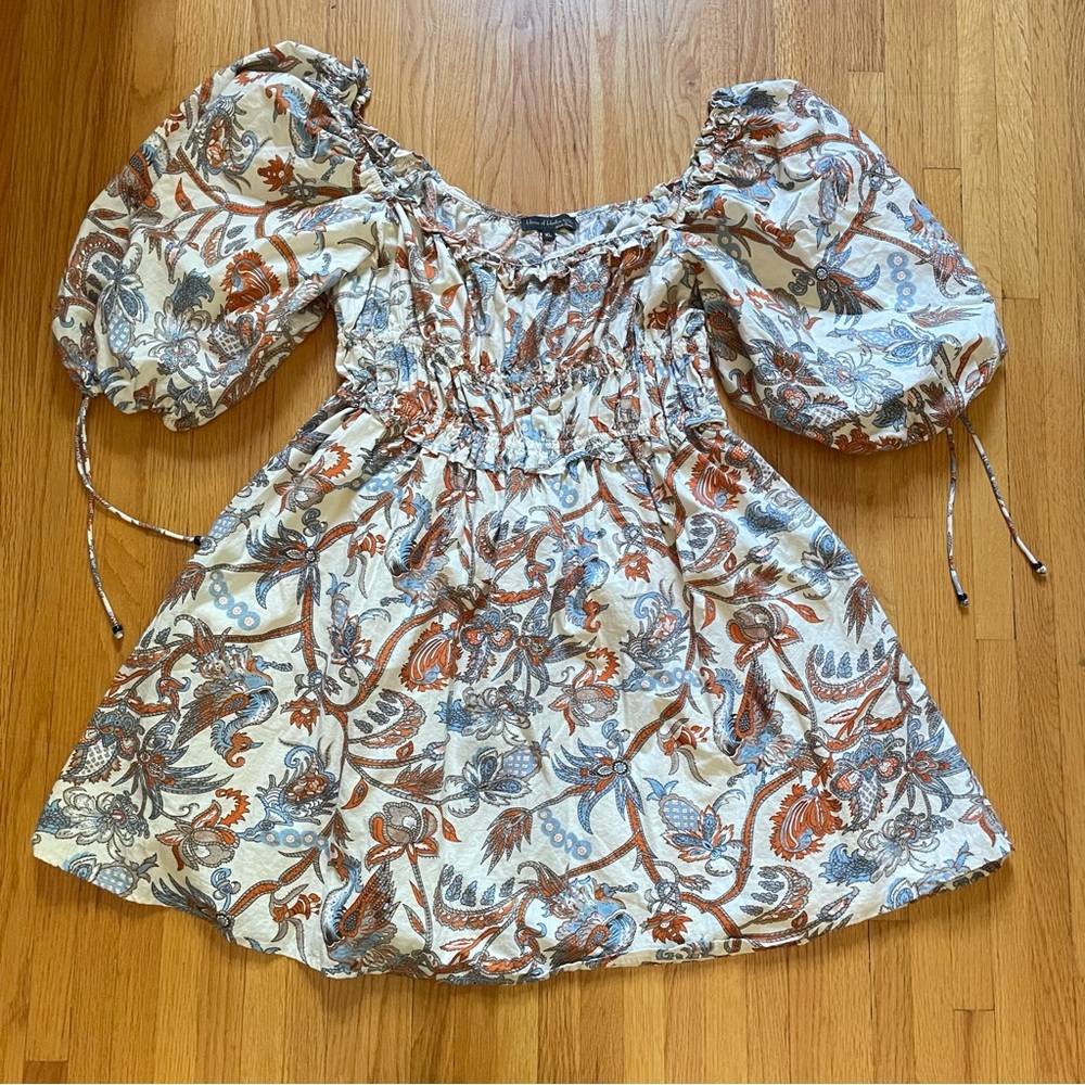 house of harlow 1960 julia puff sleeve mini dress babydoll peasant milkmaid boho